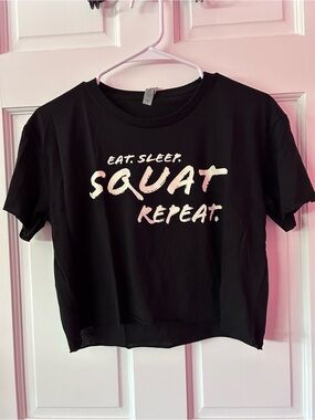 Next Level Apparel Black Crop Top with White/Pink Script